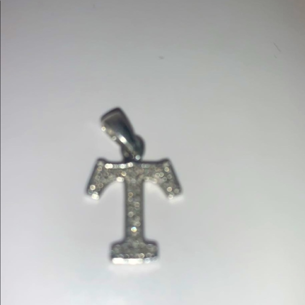 Sterling silver and genuine diamond T initial